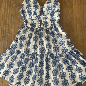 SHEIN Blue and White Floral Mini Dress